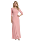 Chicsew Pretty Mother of The Groom Dress Scoop 3/4 Sleeve Maxi Sheath Crepe Timeless Simple Formal Evening Dress