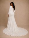 ChicSew Elegant Mermaid Crepe Long Sleeves Square Neck Maxi Long Wedding Dress