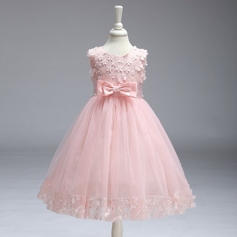 Flower Girls Satin Tulle Princess Pageant Dress for Wedding Kids Prom Ball Gowns