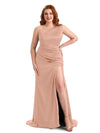 Rose Gold Satin Long Bridesmaid Dress