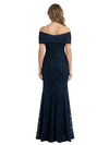 Elegant Off Shoulder Ruched Satin Lace Mermaid Mother Of The Bride Dresses