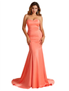 Sexy Strapless Sweetheart Mermaid Soft Satin Pretty Long Bridesmaid Dresses