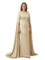 Chicsew Mother of The Groom Dress Elegant Scoop Long Sleeve Satin Unique Classy Formal Wedding Event Gown