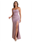 Sexy Sweetheart Mermaid Silky Satin Unique Long Bridesmaid Dresses Side Slit