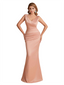 Elegant V-Neck Silky Satin Mermaid Simple Long Bridesmaid Dresses Online