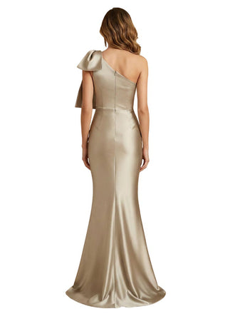 Elegant Side Slit Sleeveless Silky Satin Mermaid Floor-Length Mother Of The Bride Dresses