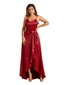 Sexy V-Neck Spaghetti Straps A-Line High Low Soft Satin Long Bridesmaid Dresses