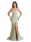 Sexy Silky Satin Spaghetti Straps Mermaid Side Slit Floor Length Bridesmaid Dresses Online