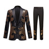 Men's 2-Piece Slim Fit Sequin Golden Leaves Embroidery Tuxedo CN415