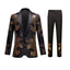 Men's 2-Piece Slim Fit Sequin Golden Leaves Embroidery Tuxedo CN415