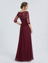 Elegant V-neck Half Sleeves Lace And Chiffon Mermaid Mother of The Bride Dresses Overskirt