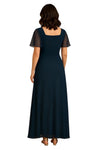 Elegant Flutter Sleeves Square Neck Chiffon Maxi Mother of The Bride Dresses
