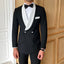 2 Pieces Formal Men's Slim Fit White Shawl Lapel Black Tuxedo CN497