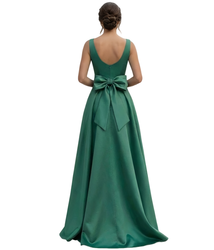 Elegant V-Neck Sleeveless Simple Satin A-Line Mother Of The Bride Dresses