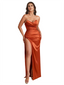 Modern Sweetheart Silky Satin Mermaid Maxi Long Bridesmaid Dresses Side Slit