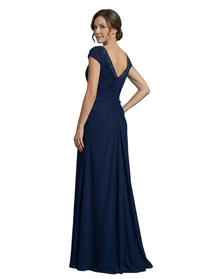 Elegant Cap Sleeves Lace Chiffon A-Line Mother of The Bride Dresses