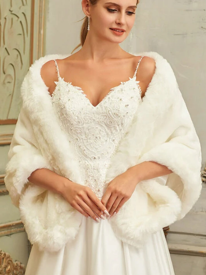 Faux Fur Shawl Wrap Stoles for Brides