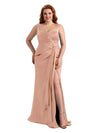 Rose Gold Side Slit Satin Bridesmaid Dress