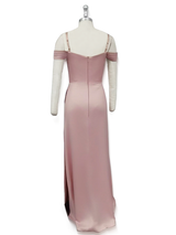 Sexy Side Split Cold Shoulder Chic Maxi Satin Bridesmaid Dresses Online
