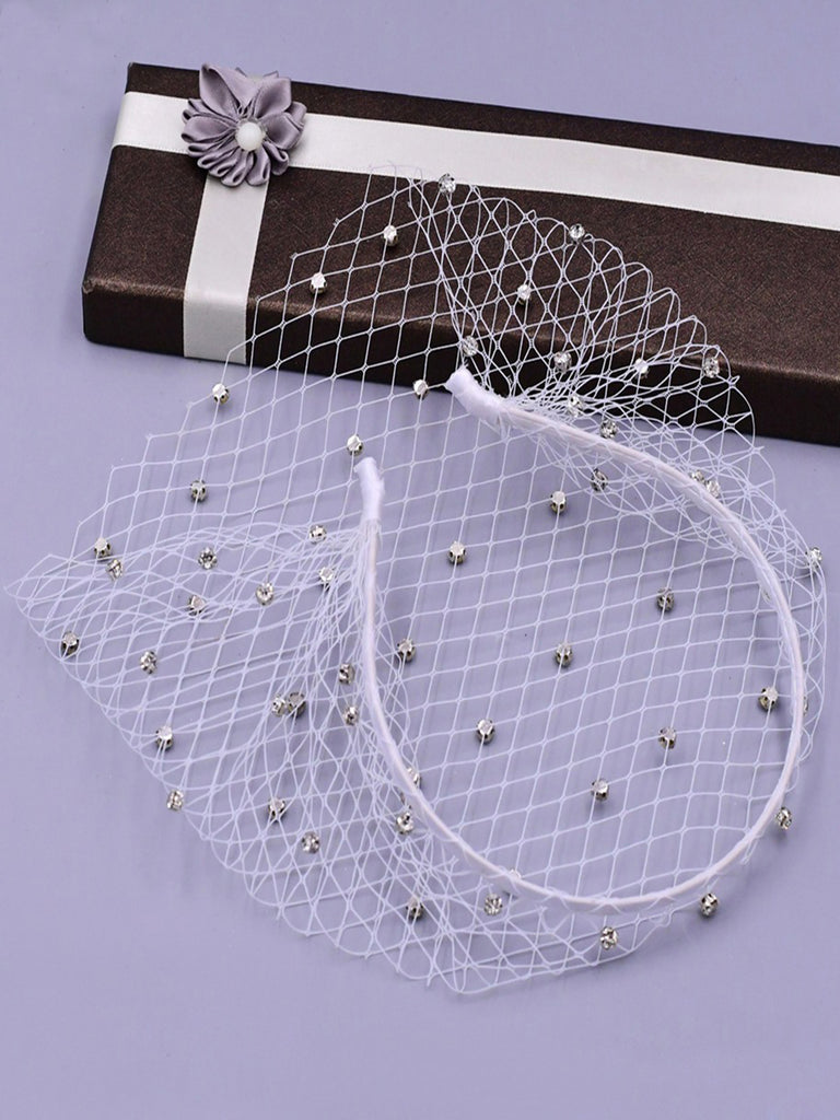 Elegant Simple Diamond Hair Band Bridal Veil, VA06