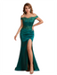 Sexy Silky Satin Lace Off The Shoulder Mermaid Side Slit Long Bridesmaid Dresses Online