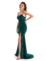 Long Winter Floral Velvet Bridesmaid Dresses