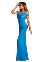 Elegant Cold Shoulder Soft Satin Simple Mermaid Long Bridesmaid Dresses Online