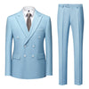 Blue Casual Men's Suit Slim Fit Double Breasted 2 Piece Business Tuxedos CN486