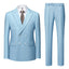 Blue Casual Men's Suit Slim Fit Double Breasted 2 Piece Business Tuxedos CN486