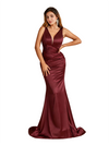 Sexy Spaghetti Straps V-Neck Mermaid Beauty Soft Satin Bridesmaid Dresses