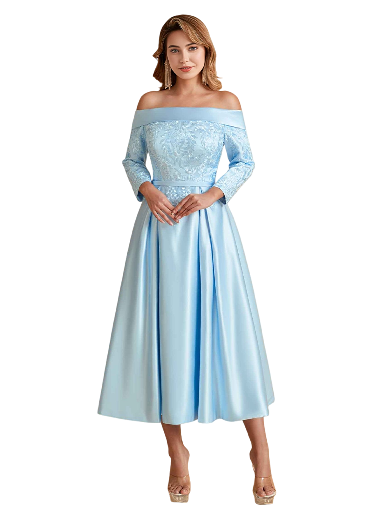 Elegant Silky Satin Lace Applique A-Line Mother Of The Brides Dresses Online