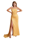 Sexy Sweetheart Soft Satin Mermaid Side Slit Long Bridesmaid Dresses Online