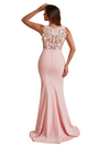Elegant Two Piece Lace Top Side Split Mermaid Satin Long Bridesmaid Dresses Online