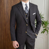 Black Casual Men's 3 pieces Suit Wide Peak Lapel Flat Tuxedo CN498