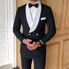 2 Pieces Formal Men's Slim Fit White Shawl Lapel Black Tuxedo CN497