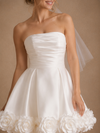 ChicSew Fancy Strapless Ruching A-Line Satin Mini-Length Wedding Dress