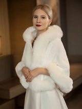 Hooded Faux Fur Shawl Wrap Stoles for Brides