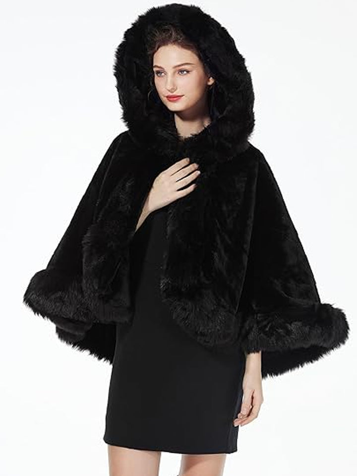 Hooded Faux Fur Shawl Wrap Stoles for Brides