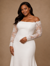 ChicSew Fancy Strapless Crepe Long Lace Sleeves Mermaid Floor-Length Wedding Dress
