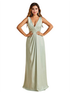Sexy V-Neck Soft Satin Formal A-Line Long Bridesmaid Dresses Online