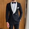 2 Pieces Formal Men's Slim Fit White Shawl Lapel Black Tuxedo CN497