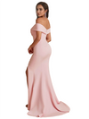 Elegant Off The Shoulder Side Split Mermaid Satin Unique Long Bridesmaid Dresses Online