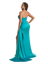 Sexy Sweetheart Mermaid Side Slit Satin Long Bridesmaid Dresses Online