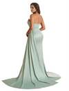 Sexy Mermaid Sweetheart Side Slit Ruched Silky Satin Unique Long Bridesmaid Dresses Online