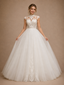 ChicSew Elegant High Neck Cap Sleeves Tulle Lace Appliques A-Line Maxi Wedding Dress