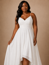 ChicSew Sexy Spaghetti Straps Chiffon A-Line High-Low Wedding Dress With Pleats