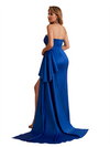 Elegant Sweetheart Soft Satin Mermaid Side Slit Pretty Long Bridesmaid Dresses