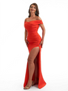 Sexy Off The Shoulder Mermaid Side Slit Stretchy Crepe Long Bridesmaid Dresses