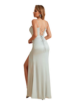 Unique Soft Satin Mermaid Spaghetti Straps Side Slit Long Bridesmaid Dresses Online