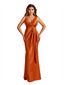 Elegant V-Neck Ruched Mermaid Satin Long Bridesmaid Dresses Online